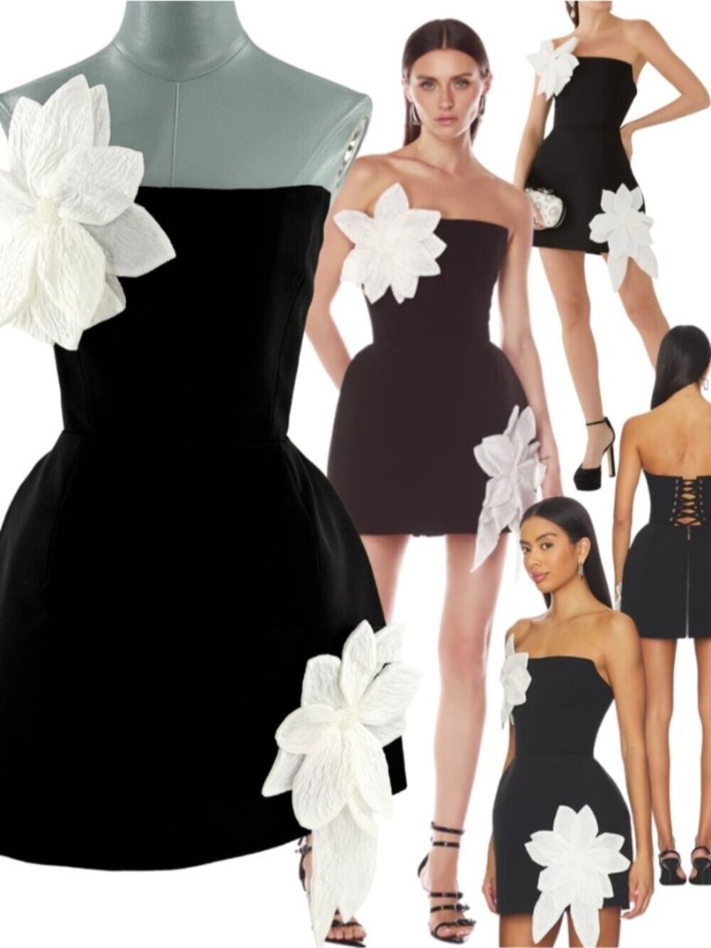 🆕 BRONX & BANCO 🧿 NWOT Jasmine Maraya Black & White Floral Mini Dress Sz M US6